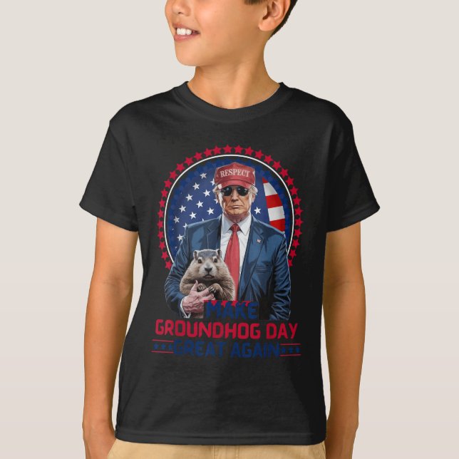 T-shirt Funky Cool Trump Groundhog Make Groundhog Day Grea (Devant)
