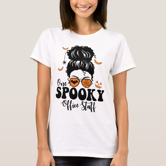 T-shirt Funky Éffrayant Office staff Messy Bun Halloween (Devant)