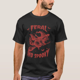 T-shirt Funky Feral et Éffrayant Cute Raccoon Halloween po