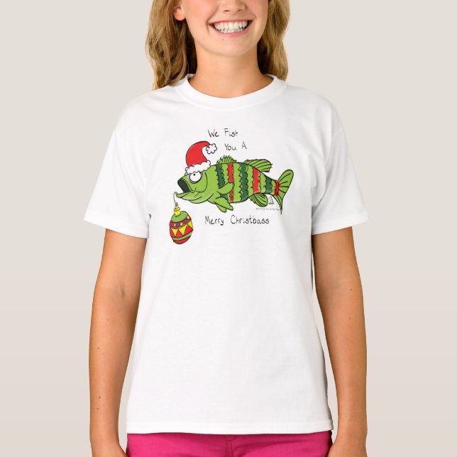 T-shirt Funky Fishing Christmas Bass Fish Cute Cartoon (Devant)