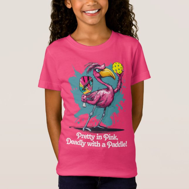 T-Shirt Funky Flamant rose Pickleball (Devant)
