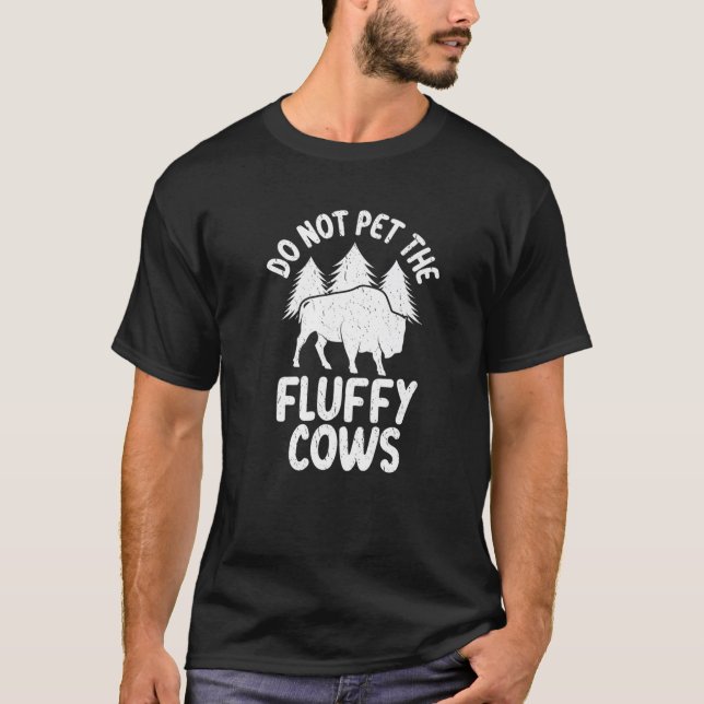 T-shirt Funky Fluffy Cows Bison Yellowstone Ts National Pa (Devant)