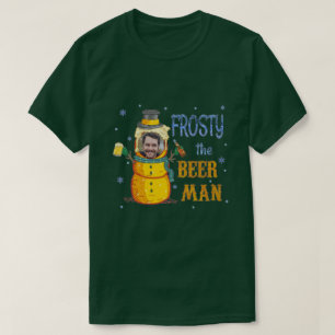 T-shirt Funky Frosty Beer Man Custom Photo Vilain Noël