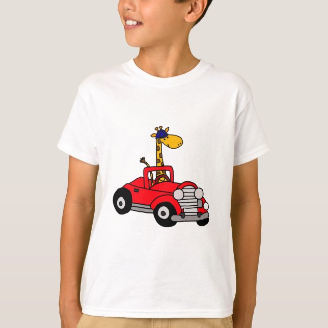 T-shirt Funky Giraffe Conduite rouge convertible (Devant)