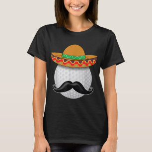 T-shirt Funky Golf Ball Mustache Mexicaine Sports Mexique