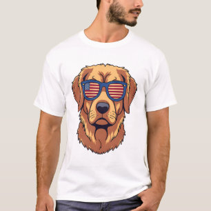T-shirt Funky Great Pyrenees / Golden Retriever Merica