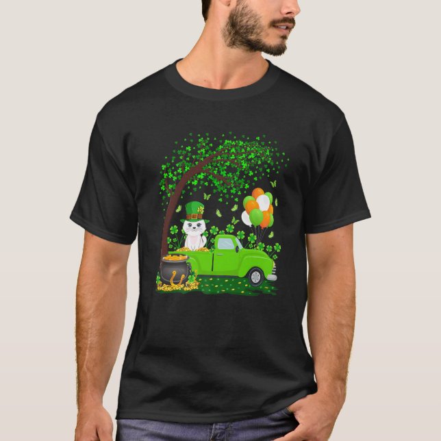 T-shirt Funky Green Camion Shamrock feuille St patrick Da (Devant)