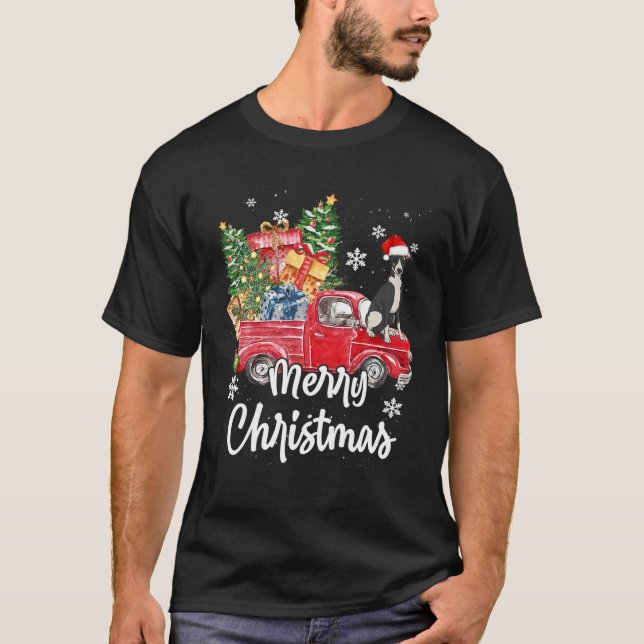 T-shirt Funky Greyhound Ride Camion Rouge Joyeux Noël Paj (Devant)