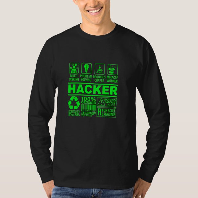 T-shirt Funky Hacker Composition organique Il Hacking Nerd (Devant)