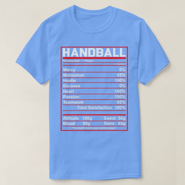 T-shirt Funky Handball Nutrition Facts Idée cadeau Femmes  (Design devant)