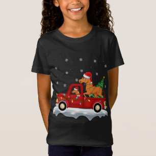 T-Shirt Funky Horse Ride Christmas Tree Red Truck Horse Ch