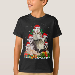 T-shirt Funky Husky Chien Noël Arbre mignonne Noël Noël
