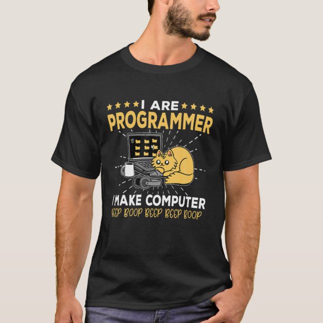 T-shirt Funky "I Are Programmer Cat" - Coding (Devant)
