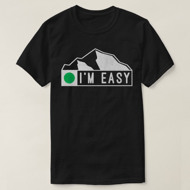 T-shirt Funky Im Easy Ski Snowboard Green Marker Mountain (Design devant)