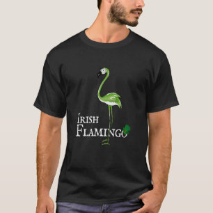 T-shirt Funky Irlandais Flamant rose Vêtements Vert St Pat