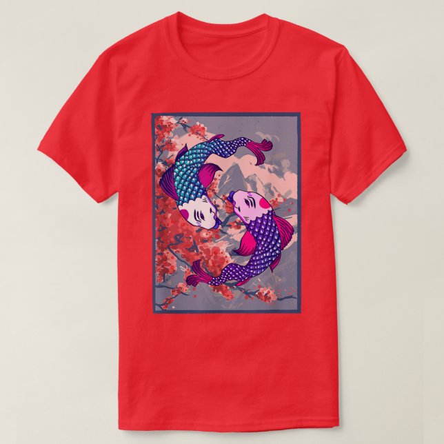 T-shirt Funky Koi Poisson Fleur de fleurs de cerisier Samu (Design devant)