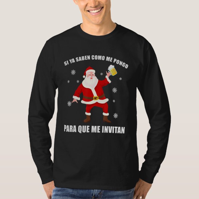 T-shirt Funky Mexicain Père Noël Navidad Si Ya Saben Como  (Devant)