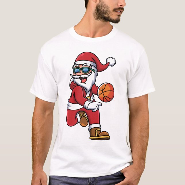 T-shirt Funky Modern Basketball Père Noël Noël (Devant)
