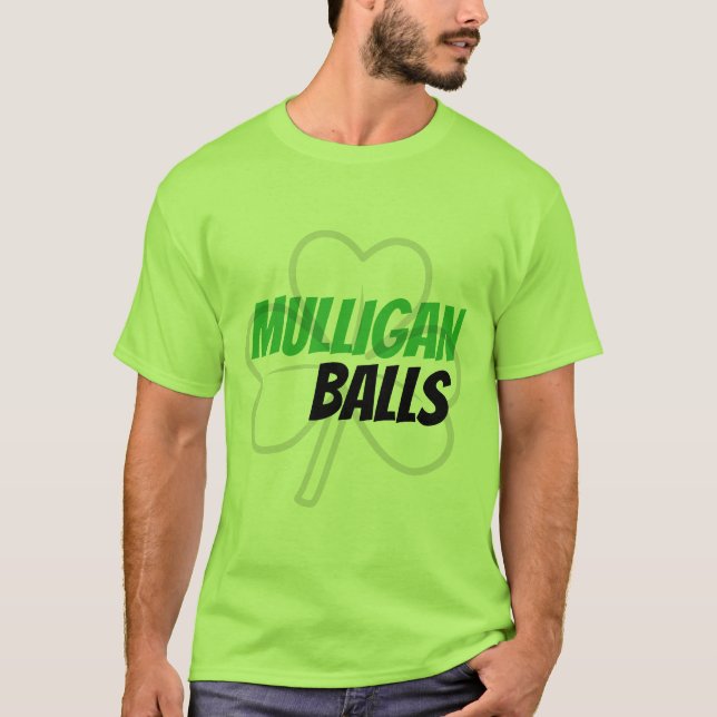 T-shirt Funky Mulligan Balls Green Irish Clover Golf (Devant)