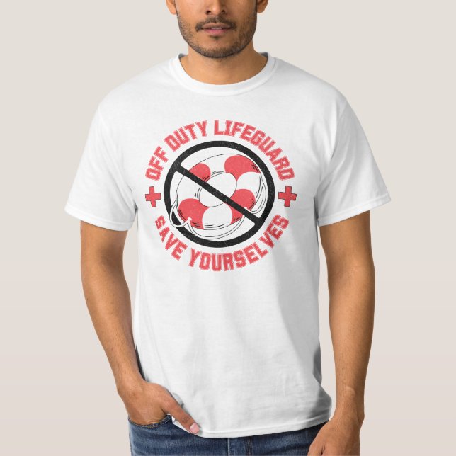 T-shirt Funky Off Duty Lifeguard Sauvez-vous nager (Devant)