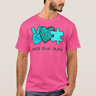 T-shirt Funky Peace Love Autism Citation Sensibilisation s