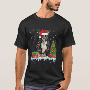 T-shirt Funky Père Noël Boston Terrier Chien Feux de Noël