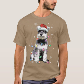 T-shirt Funky Père Noël Schnauzer Lumières de Noël Arbre C