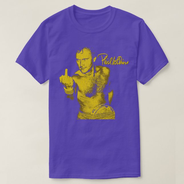 T-shirt Funky Phil Collins Fan Art Jaune Or (Design devant)