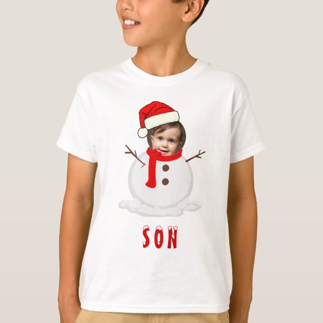 T-shirt Funky Photo Face Snowman Noël (Devant)