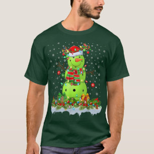 T-shirt Funky Pickleball Snowman Xmas Lights Pickleball Ch