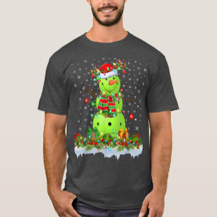 T-shirt Funky Pickleball Snowman Xmas Lights Pickleball Ch