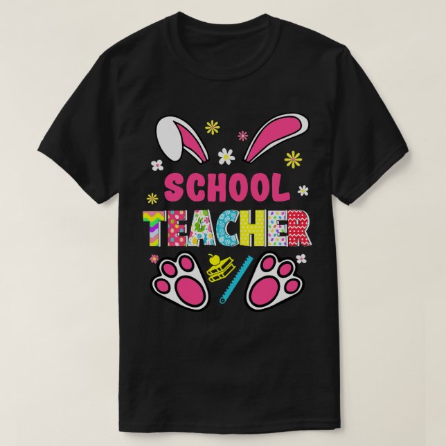 T-shirt Funky Rabbit Enseignant de l'école Jour de Pâques  (Design devant)