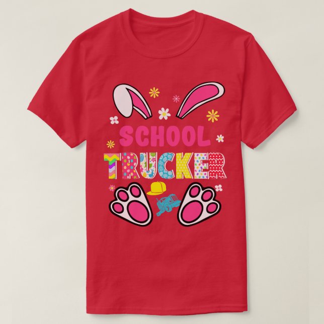 T-shirt Funky Rabbit School Trucker Jour de Pâques Oeufs B (Design devant)
