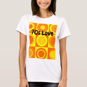T-shirt Funky Retro Orange Yellow Circles Carré