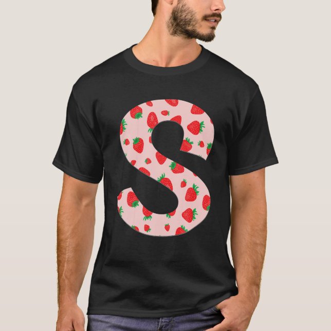 T-shirt Funky Rose fraise Lettre initiale Monogramme S Gi (Devant)