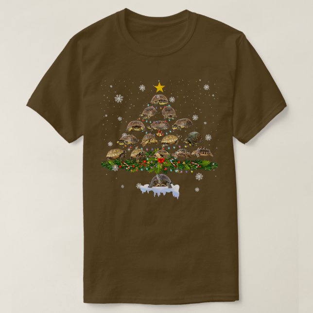 T-shirt Funky russe Tortoise Arbre de Noël Ornement d'arbr (Design devant)