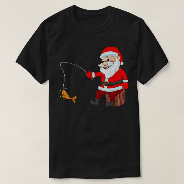 T-shirt Funky Santa Claus Pêche Noël Poissons Puns Noël (Design devant)