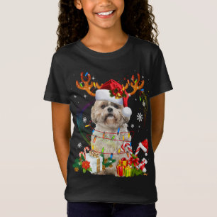 T-Shirt Funky Shih Tzu Reindeer Noël Lumières