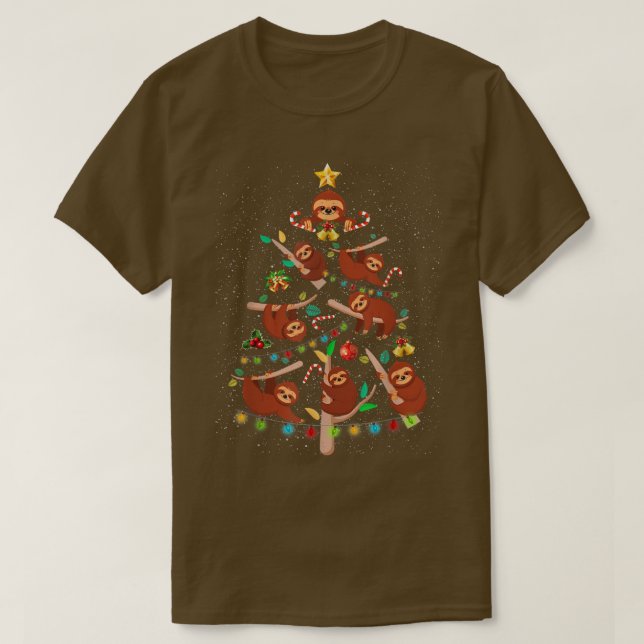 T-shirt Funky Sloth Christmas Tree Pajama Joyeux Slothmas  (Design devant)