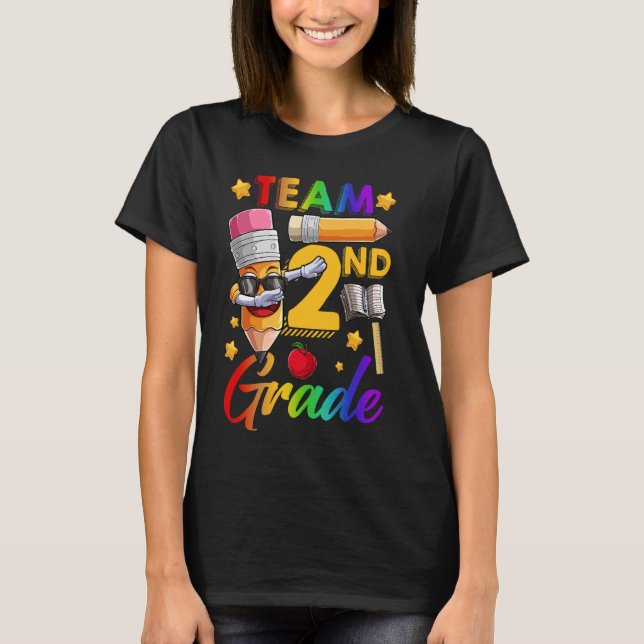 T-shirt Funky Team 2e année élèves Dabbing Pencil Back (Devant)