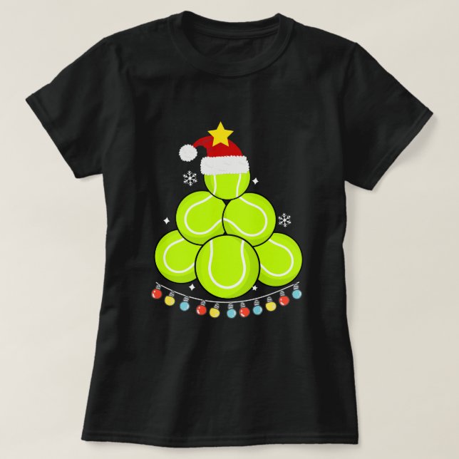 T-shirt Funky Tennis Christmas Tree Lights Tennis Lover (Design devant)