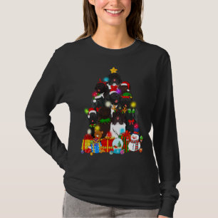 T-shirt Funky Terre-Neuve Noël Arbre Lumières Chien