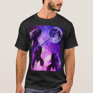 T-shirt Funky Three Narwhal Moon Howl Wolf Parody Premium