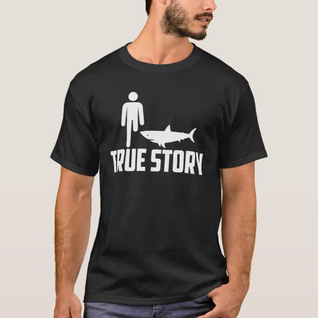 T-shirt Funky True Story Cool Leg Amputee Cadeau Shark Bel (Devant)