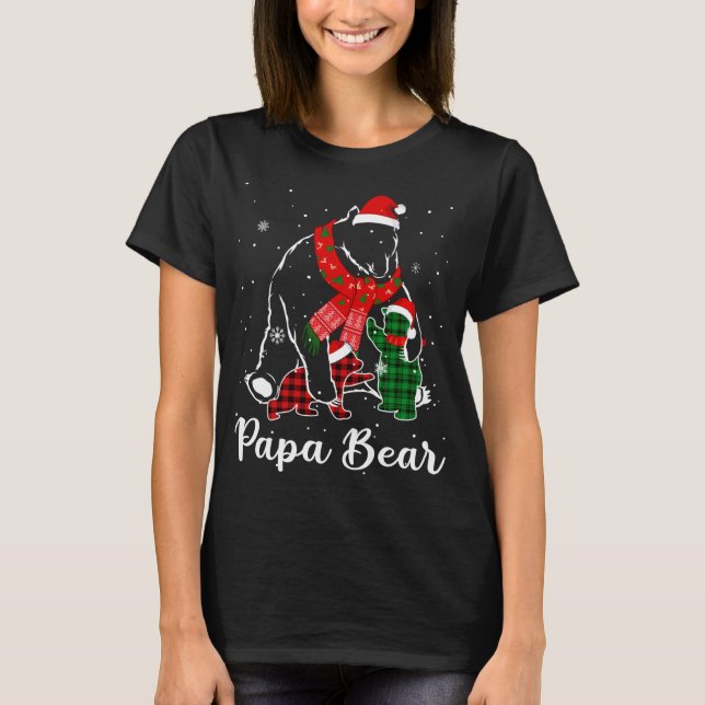 T-shirt Funky Vert Rouge Plaid Papa Ours Correspondant Pyj (Devant)