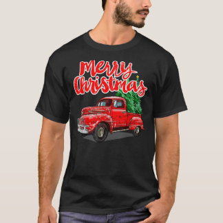 T-shirt Funky Vintage Joyeux Arbre de Noël Camion Wagon Ro