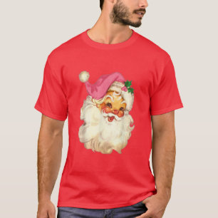 T-shirt Funky Vintage Pink Santa Claus Pink Christmas Desi