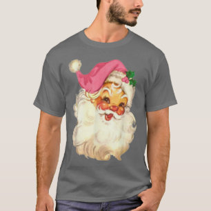 T-shirt Funky Vintage Pink Santa Claus Pink Christmas Desi