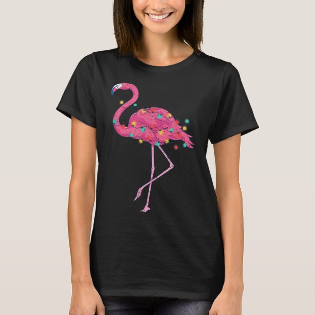T-shirt Funky Xmas Lumières Nk Flamant rose Trocal Noël Da (Devant)