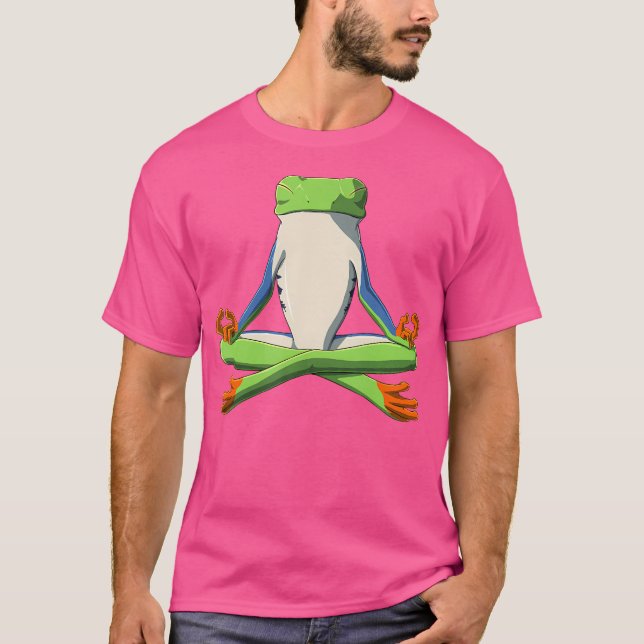 T-shirt Funky Yoga Red Eyed Tree Frog (Devant)